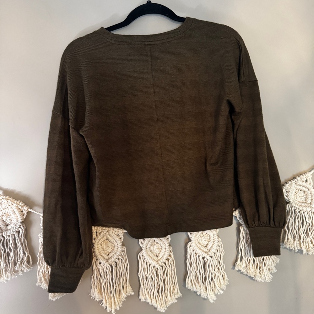 Banana Republic Olive Green Cropped Balloon Sleeve Top - Picture 5 of 5